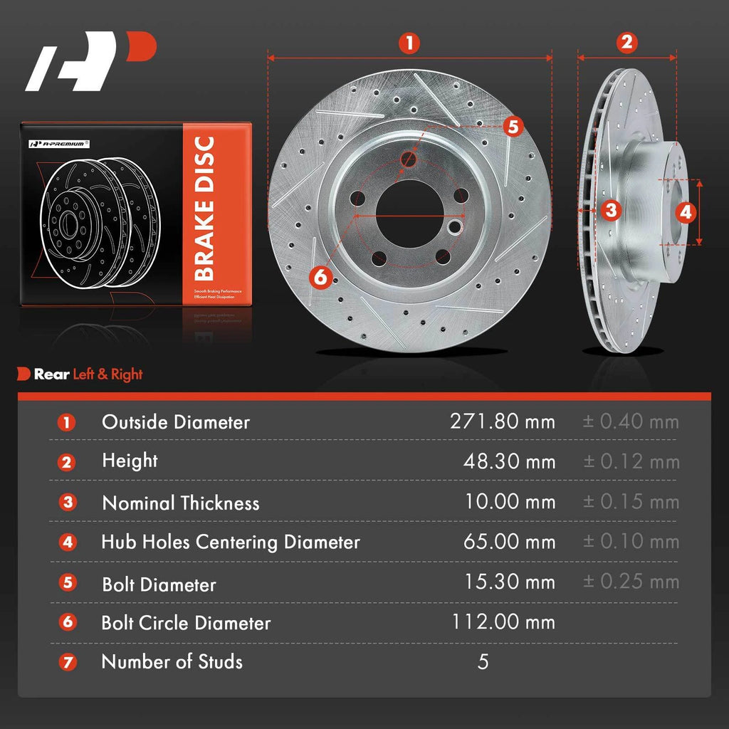 Rear Drilled Brake Rotors for BMW X3 X4 (2011–2018)