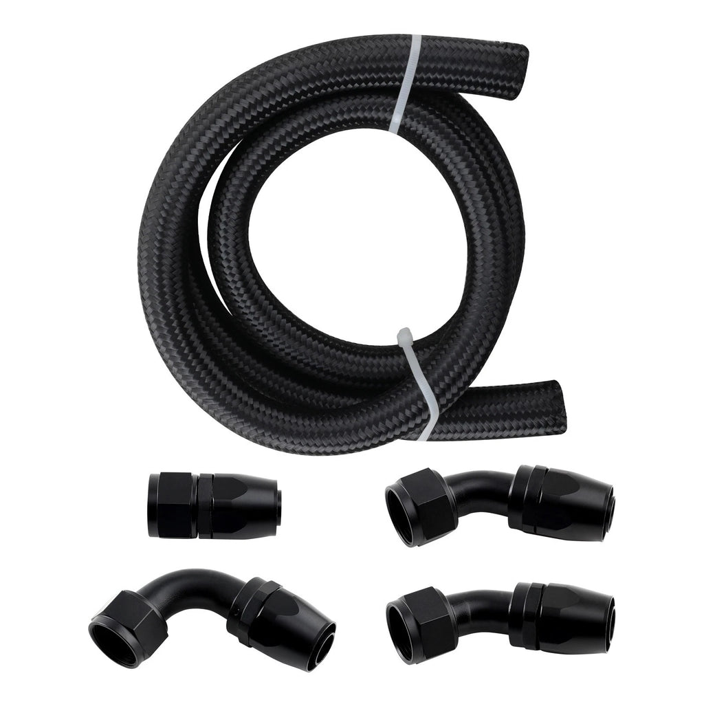 5ft 16AN Nylon Braided Fuel Hose Line with 90° & 45° Fittings for