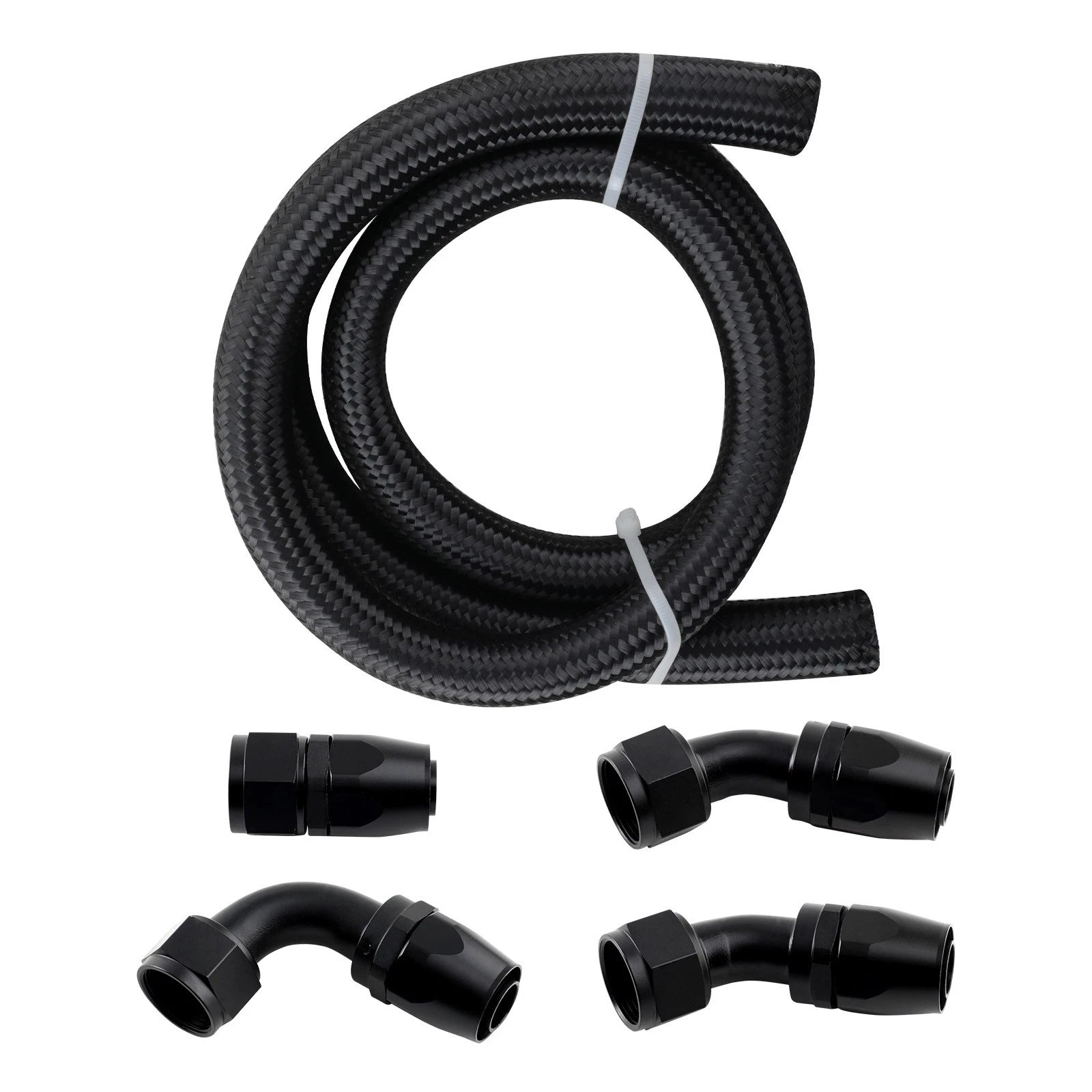 5ft 16AN Nylon Braided Fuel Hose Line with 90° & 45° Fittings for
