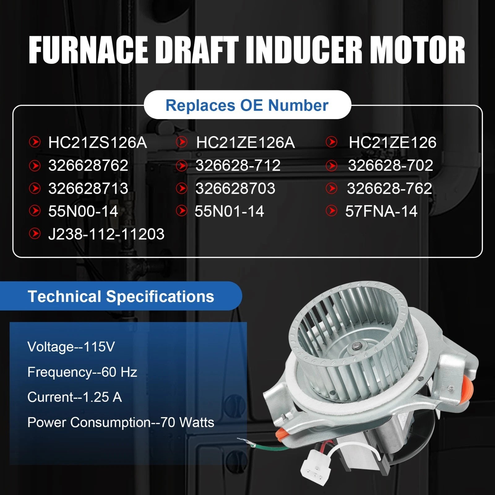 Draft Inducer Blower Motor for Carrier Furnace (326628-762)