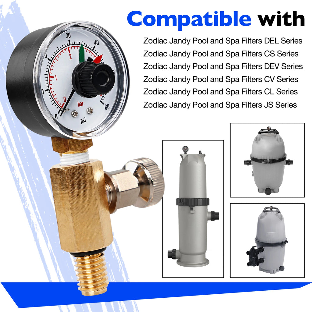 Pressure Gauge Air Relief Valve for Jandy CV CL DEV