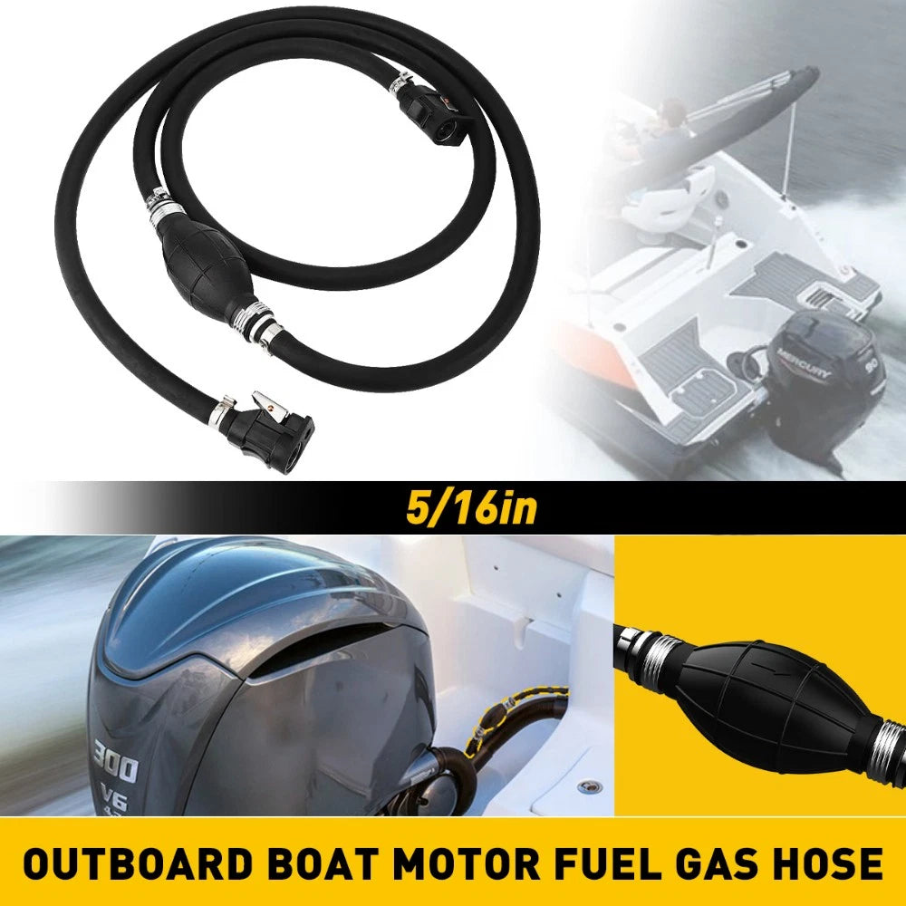 16" Marine Outboard Motor Gas Fuel Hose Line Assembly for