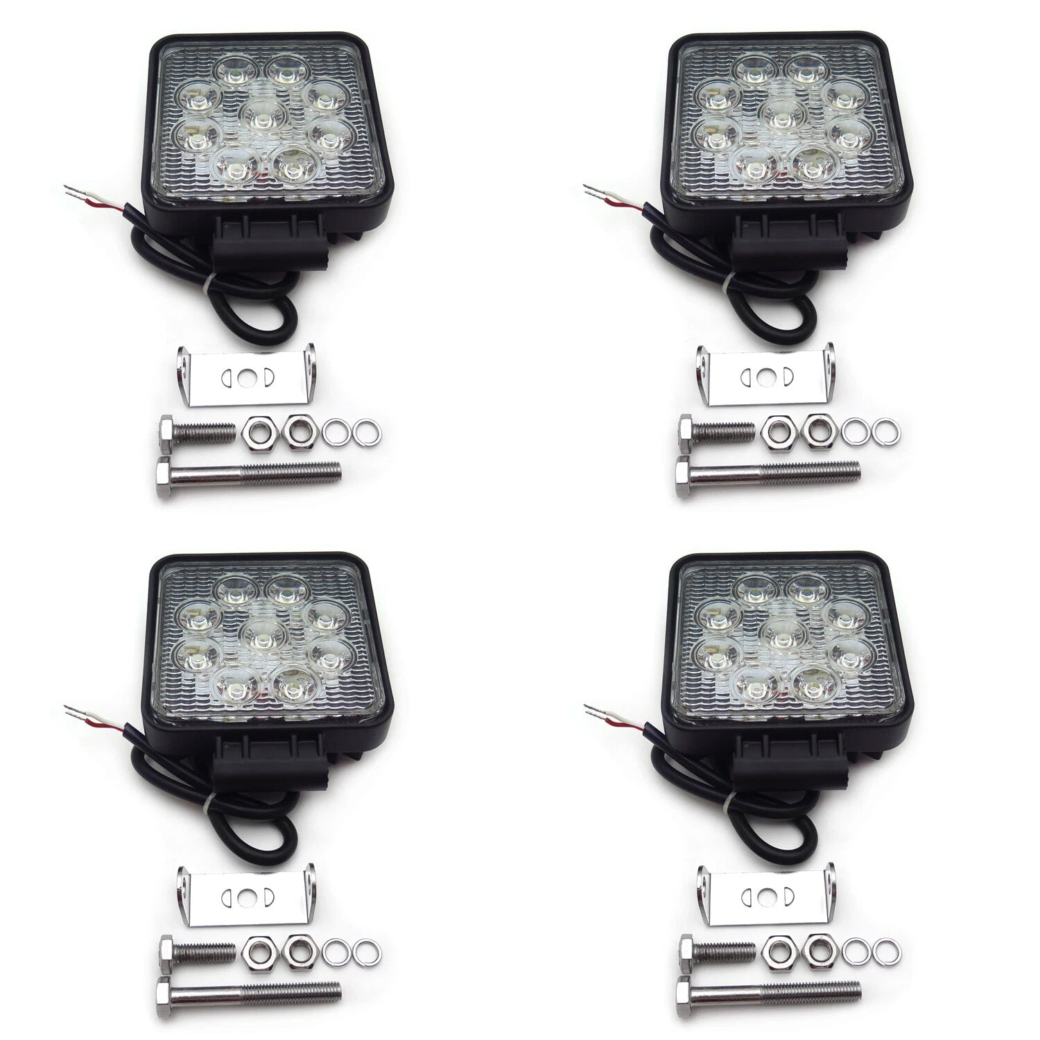 4X 27W Spot Beam LED Off Road Lights for Universal Use (12V 24V)