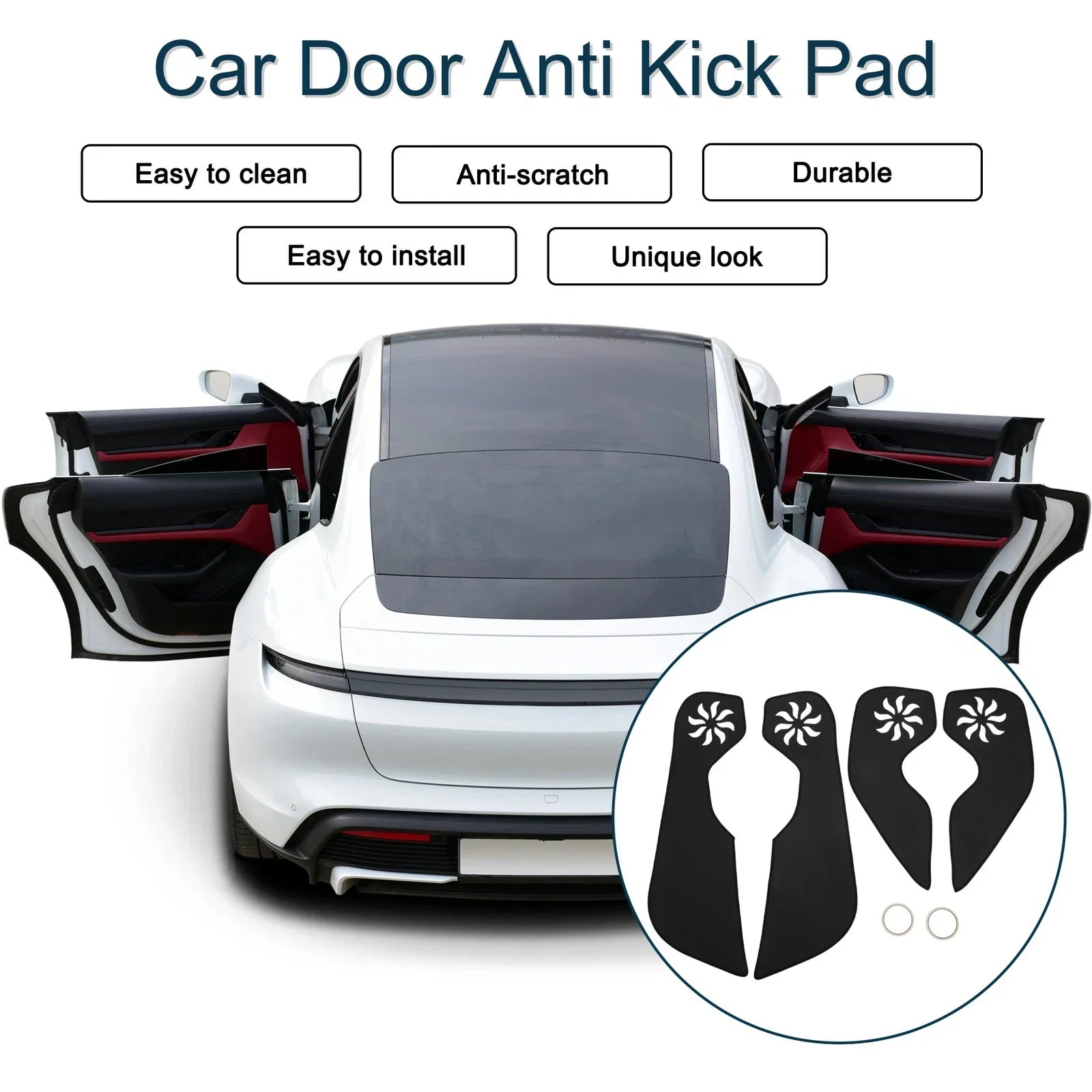 Car Door Anti Kick Pad Sticker Protector for Honda Fit (2014-2019) Black 1 Set