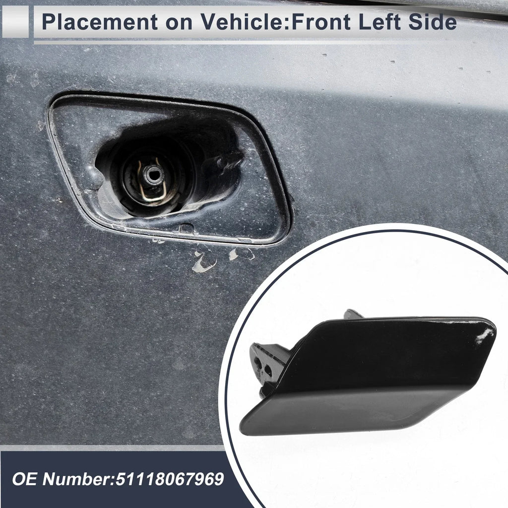 Front Left Bumper Washer Nozzle Cover Cap Black for BMW 320i (2013-2018)