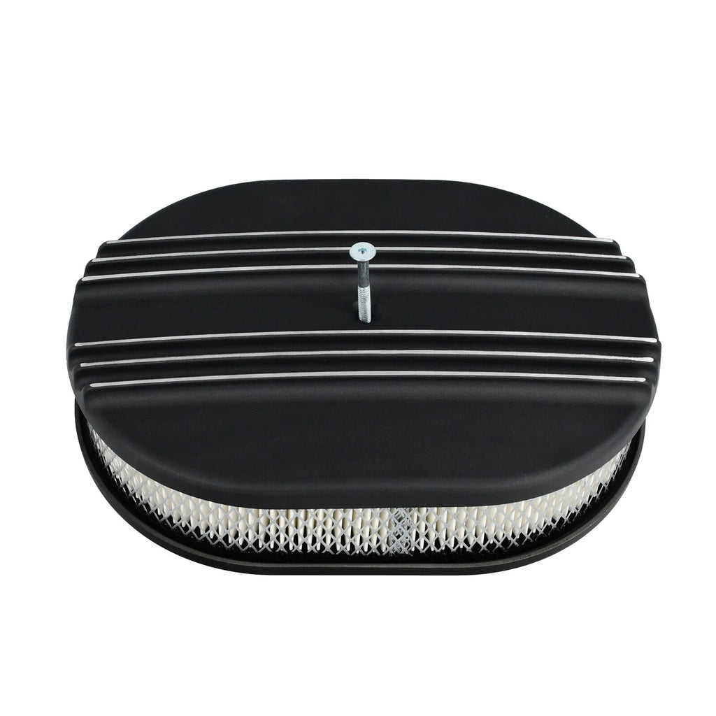 Valve Covers & 12" Oval Air Cleaner for SBC Chevy (1958–1986) Finned Tall Black