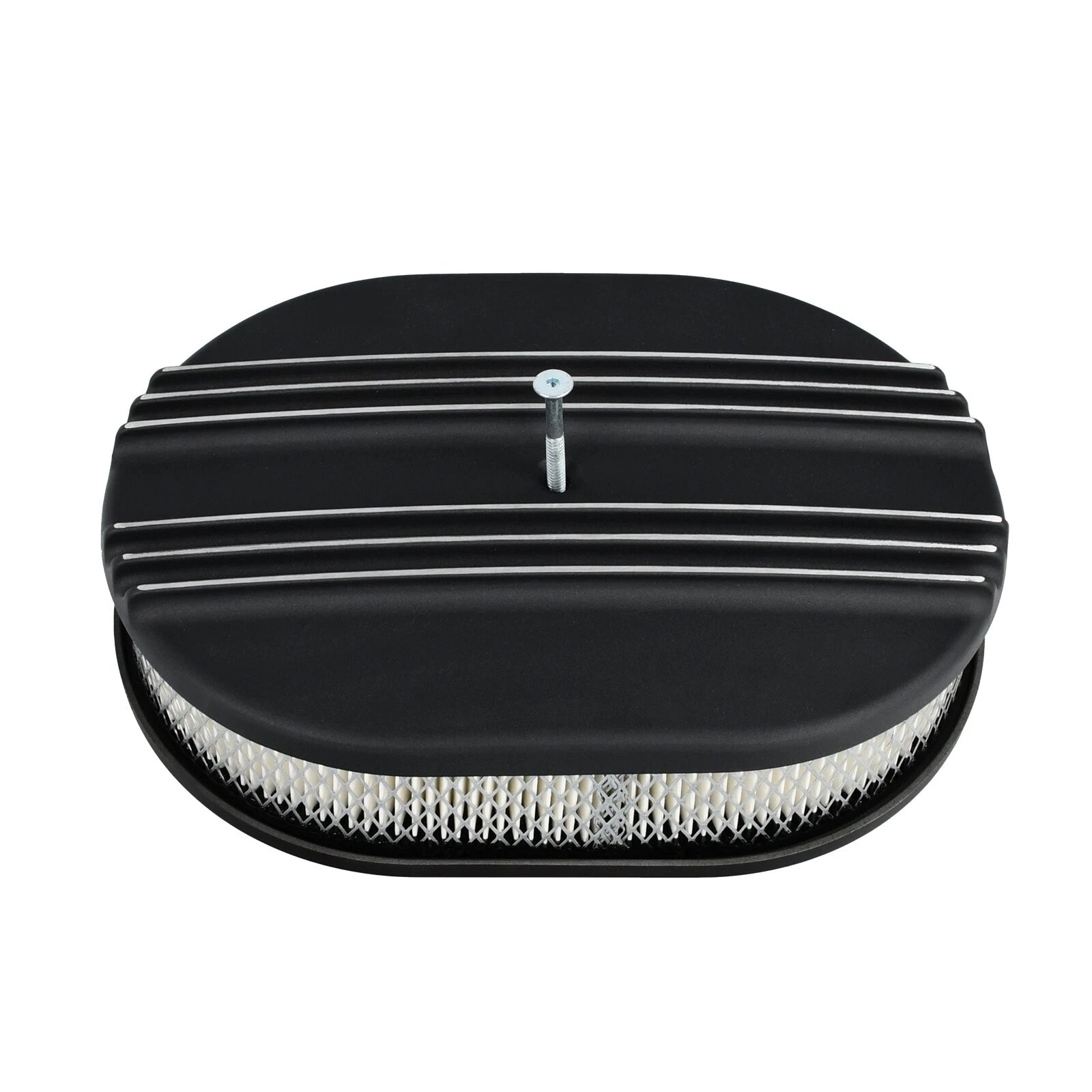 Valve Covers & 12" Oval Air Cleaner for SBC Chevy (1958–1986) Finned Tall Black