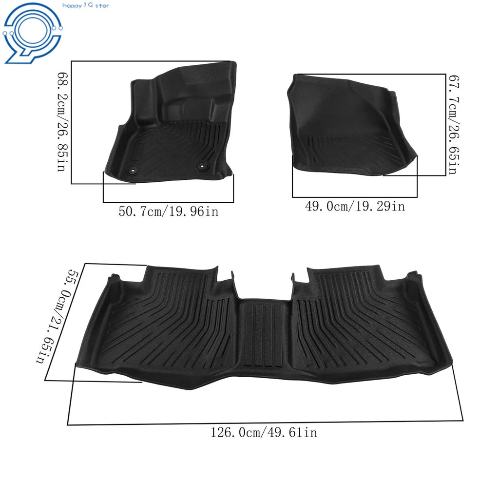 3D All Weather Floor Mats for Ford Edge (2015–2024) BLK TPE 3-Piece