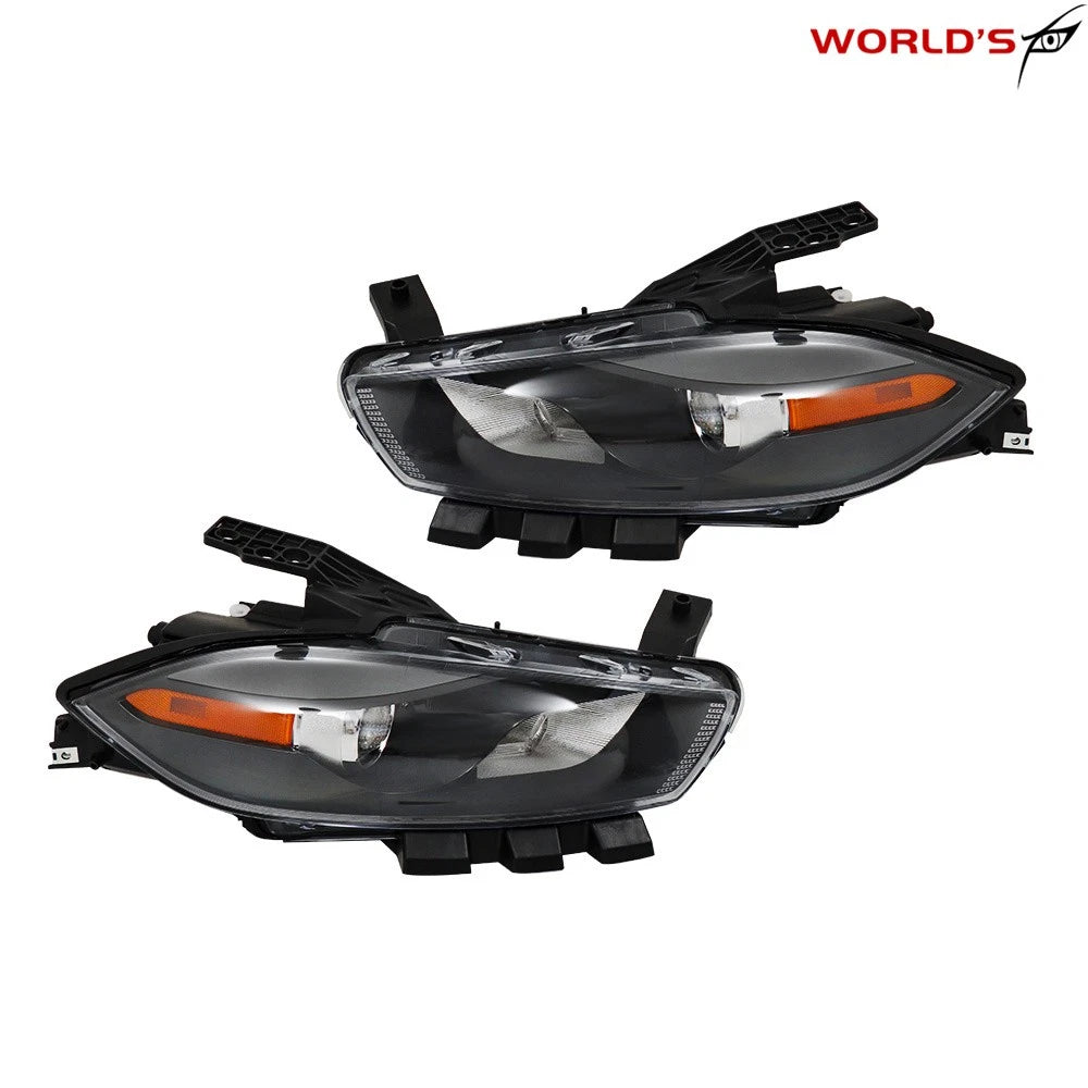 Set of 2 Headlights for Dodge Dart (2013–2016) Halogen Projector Black Housing