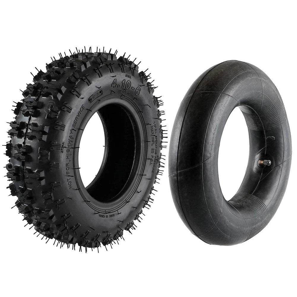 Set of 4 10x6 Tires and Tubes for Lawn Mower, Hand Truck, Go Kart, ATV