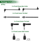 8pcs Front Suspension Kit Tie Rod End Sway Bar Link for Dodge Caravan (2008–2020)