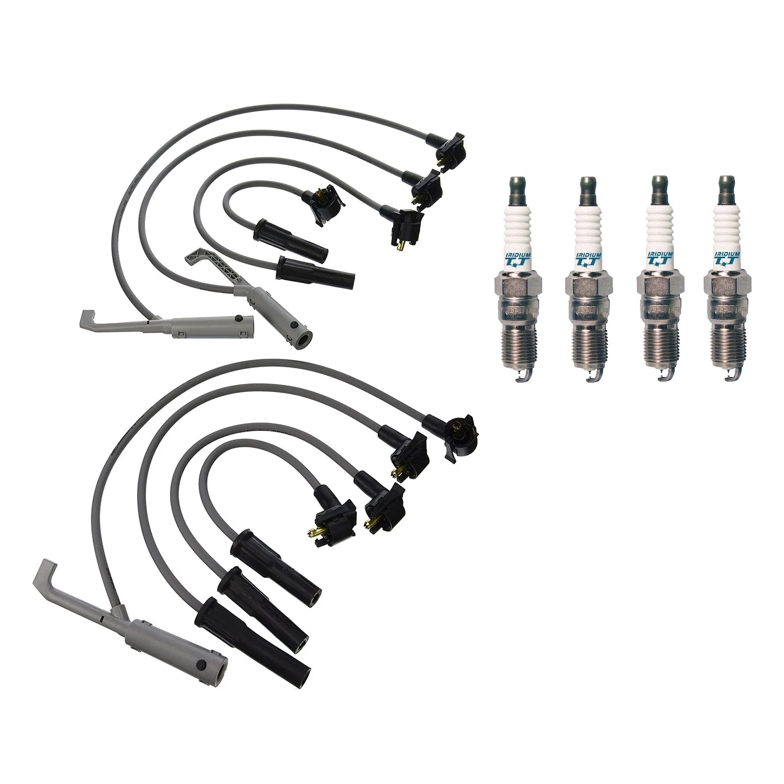 Denso 8mm Wire Set & 4 Iridium TT Spark Plugs for Mazda B2500 (1998–2006)