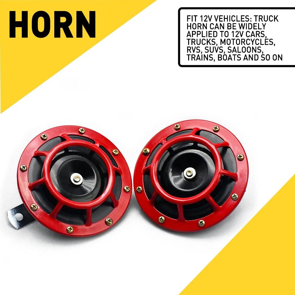 2X 115DB Electric Blast Tone Air Horn Kit for Car 12V