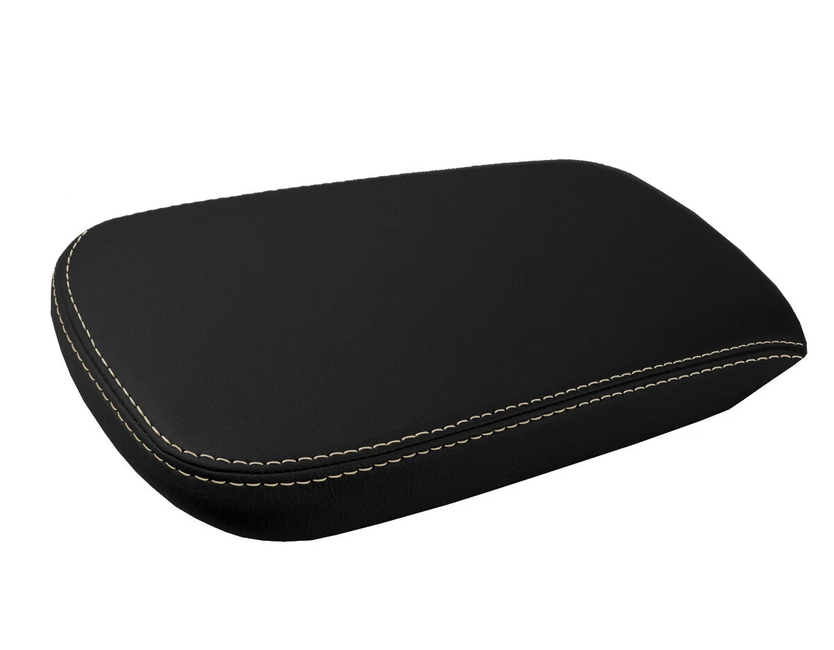 Leather Console Lid Armrest Cover for Chrysler 200 (2011–2014) Beige Stitch