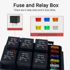 6 Way 12V Waterproof Fuse & Relay Box w/ Pre-Wires for Car Truck Boat