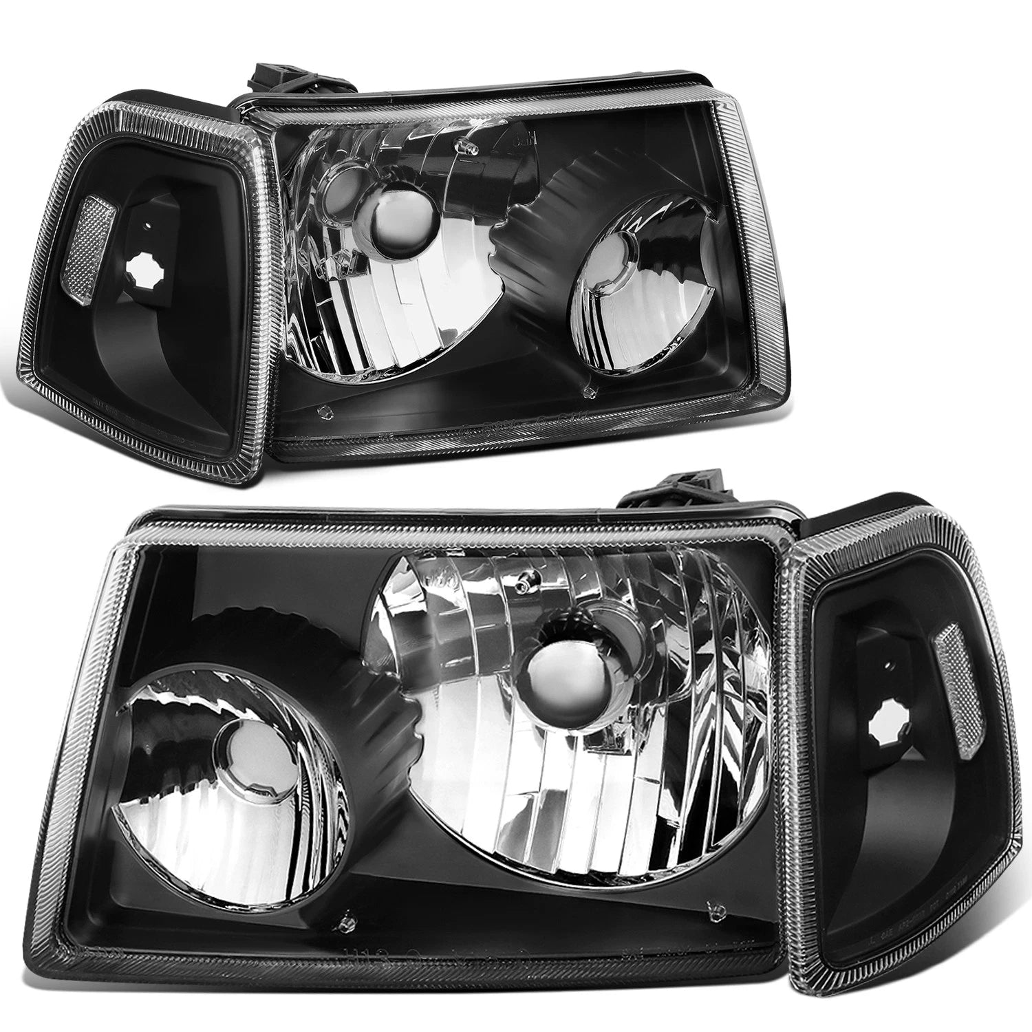 Black Housing Headlight Set with Clear Corner & Smoked Fog for Ranger (2001–2003)
