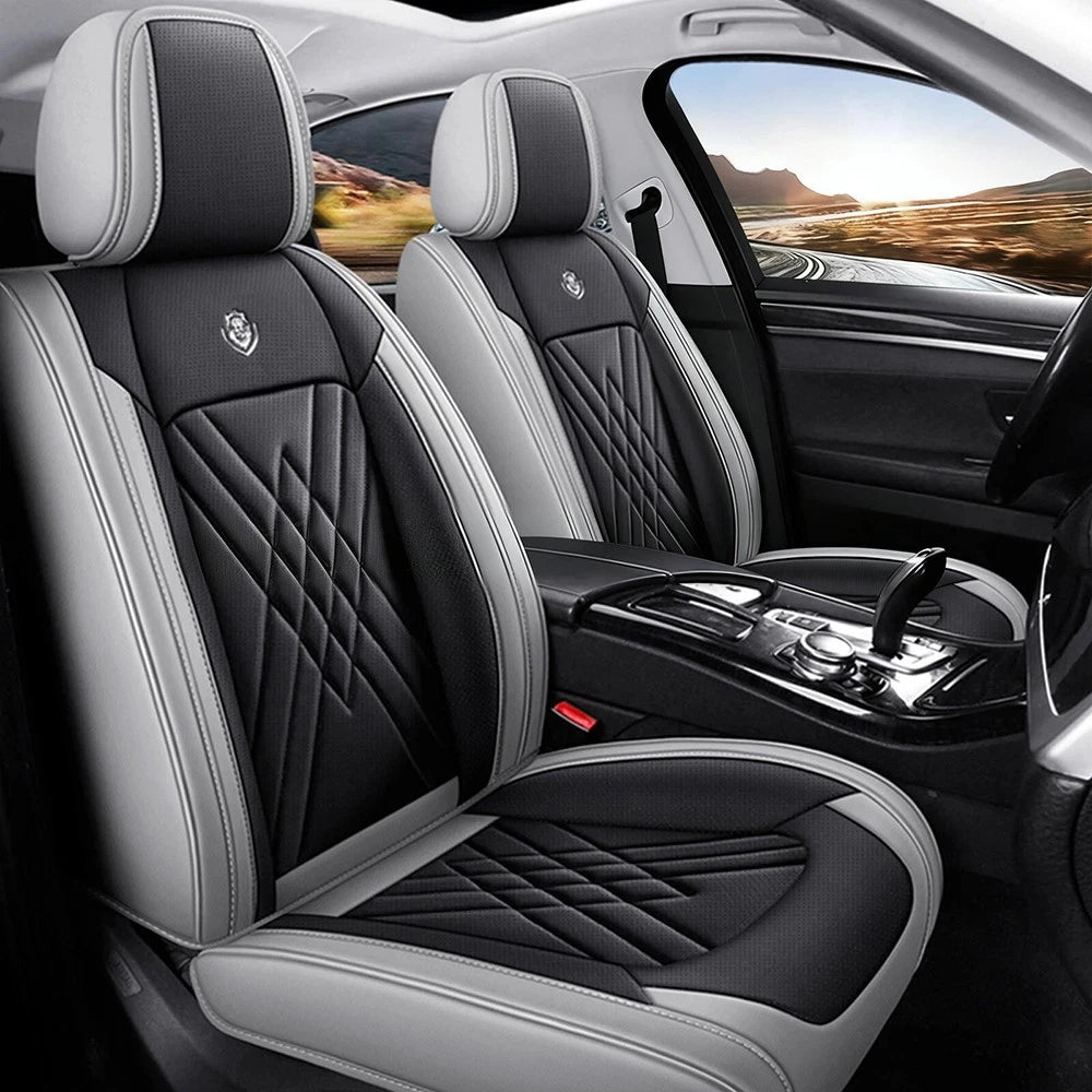 Leather Car Seat Full Set for Toyota (5-Seat, Black & Gray)