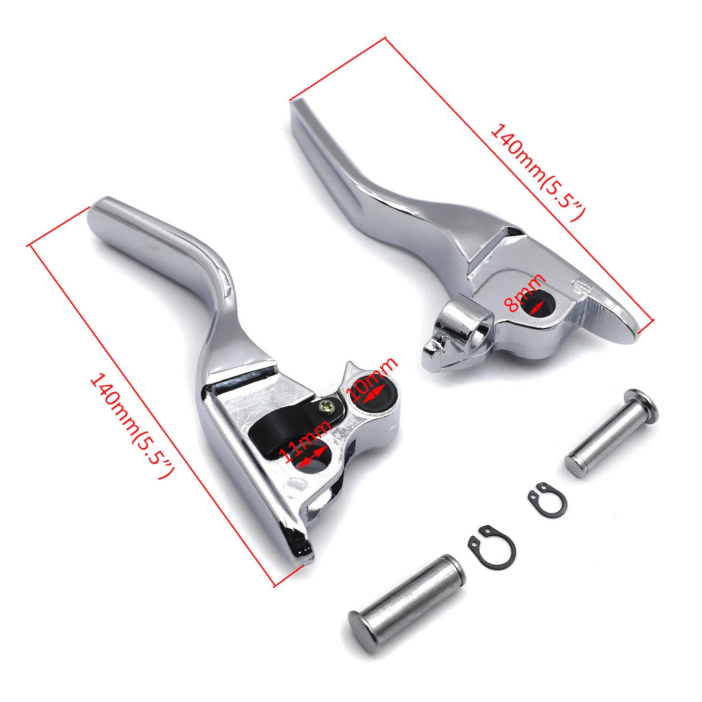 Chrome Smooth Shorty Brake Clutch Levers for Harley Touring Trike (2008–2013)
