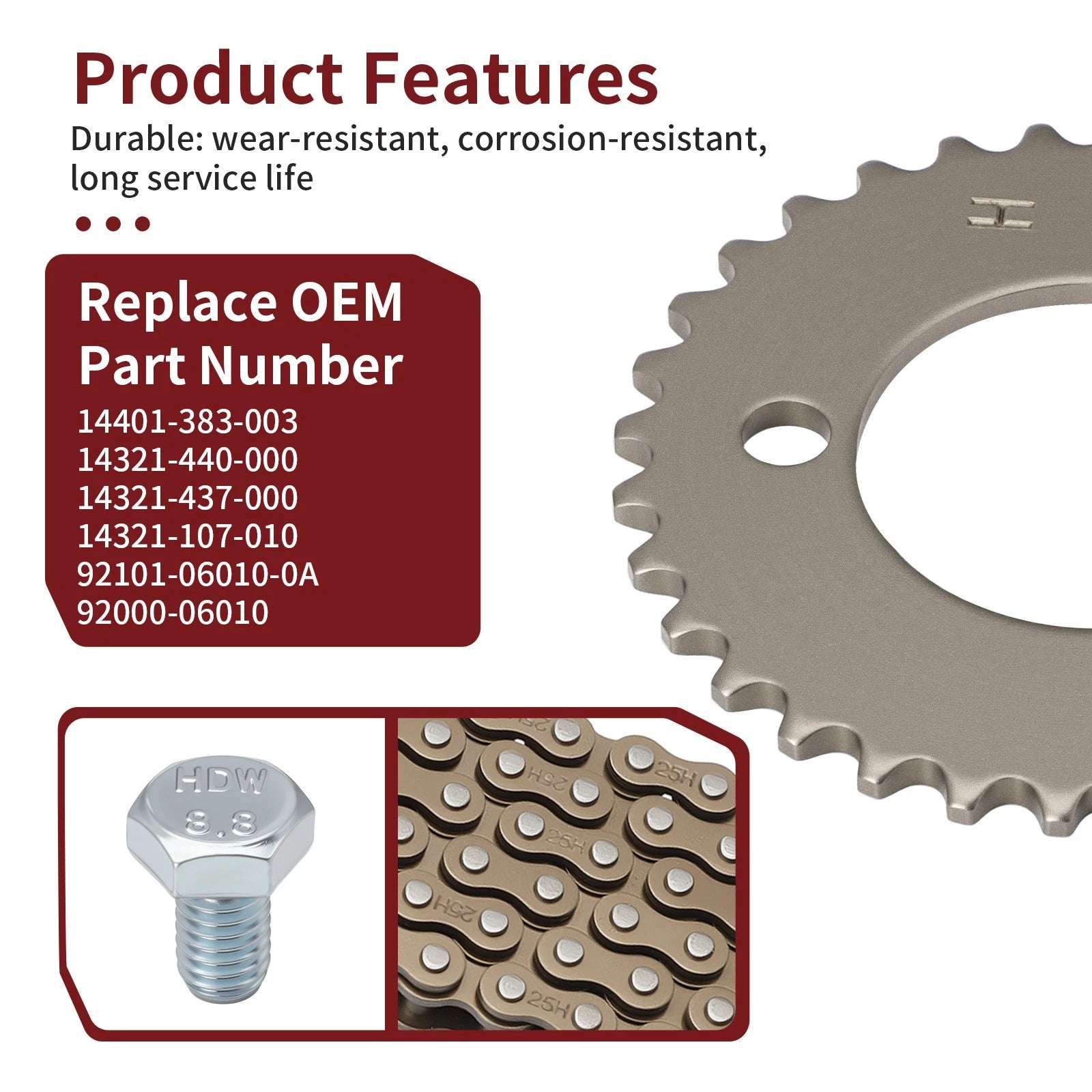 Timing Cam Chain w/ Sprocket 32T for Honda CB125S (1976–1985)