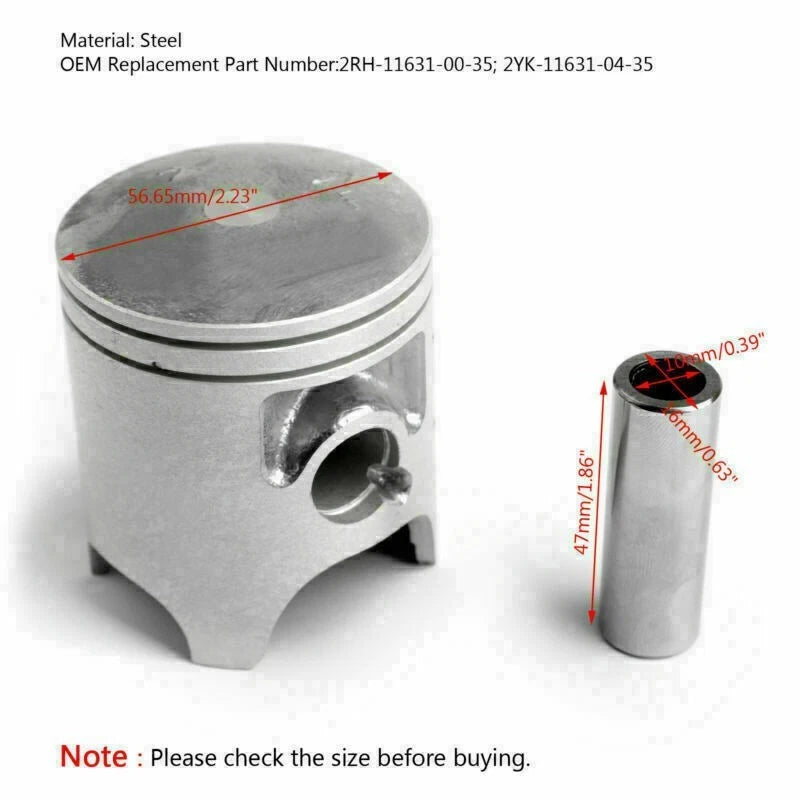 2X Piston Kit 56.65mm for Yamaha TZR125 (1987–1994) 2YK-11631-04-35