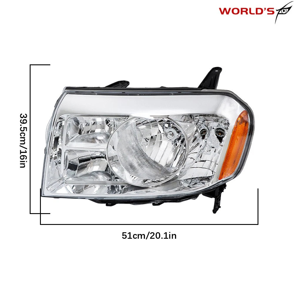 Left Headlight for Honda Pilot (2009–2011) Halogen Chrome