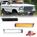 2X Smoke Switchback LED DRL Signal Lights for Ford F-150, Bronco (1973–1979)