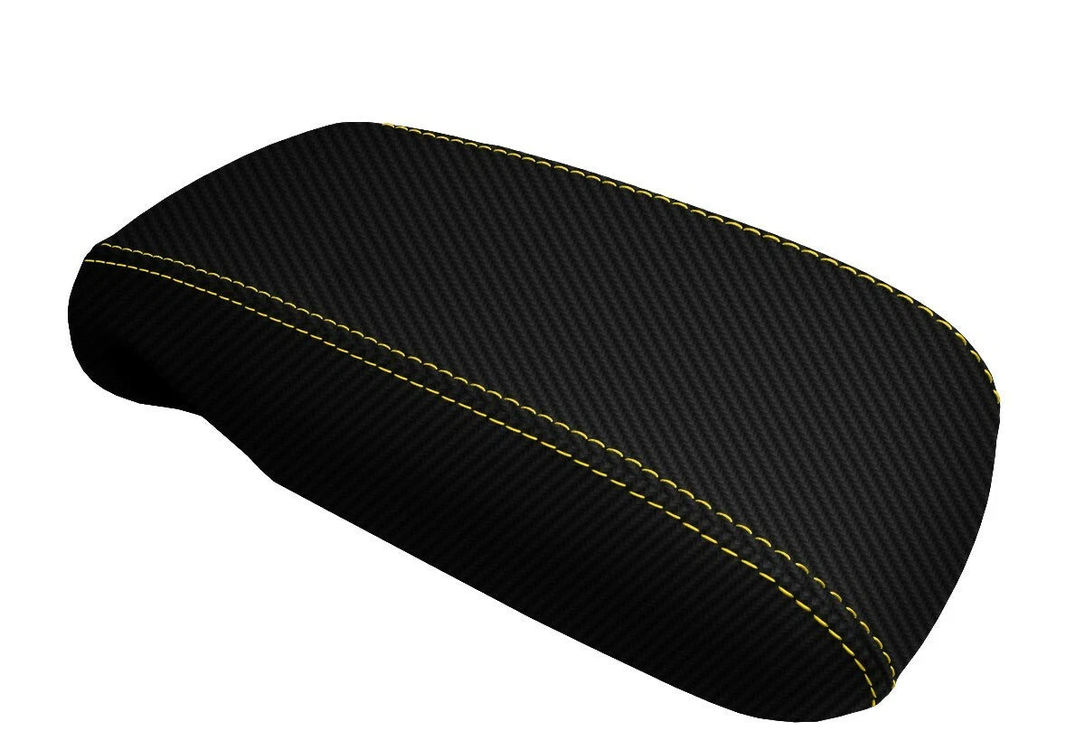Carbon Fiber Console Lid Cover for Chevrolet Camaro (1997–2002) Yellow Stitch