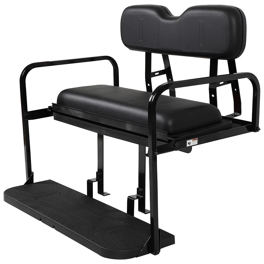 Rear Flip Seat Kit for EZGO Golf Cart TXT (1994.5–Present) - Black Cushions