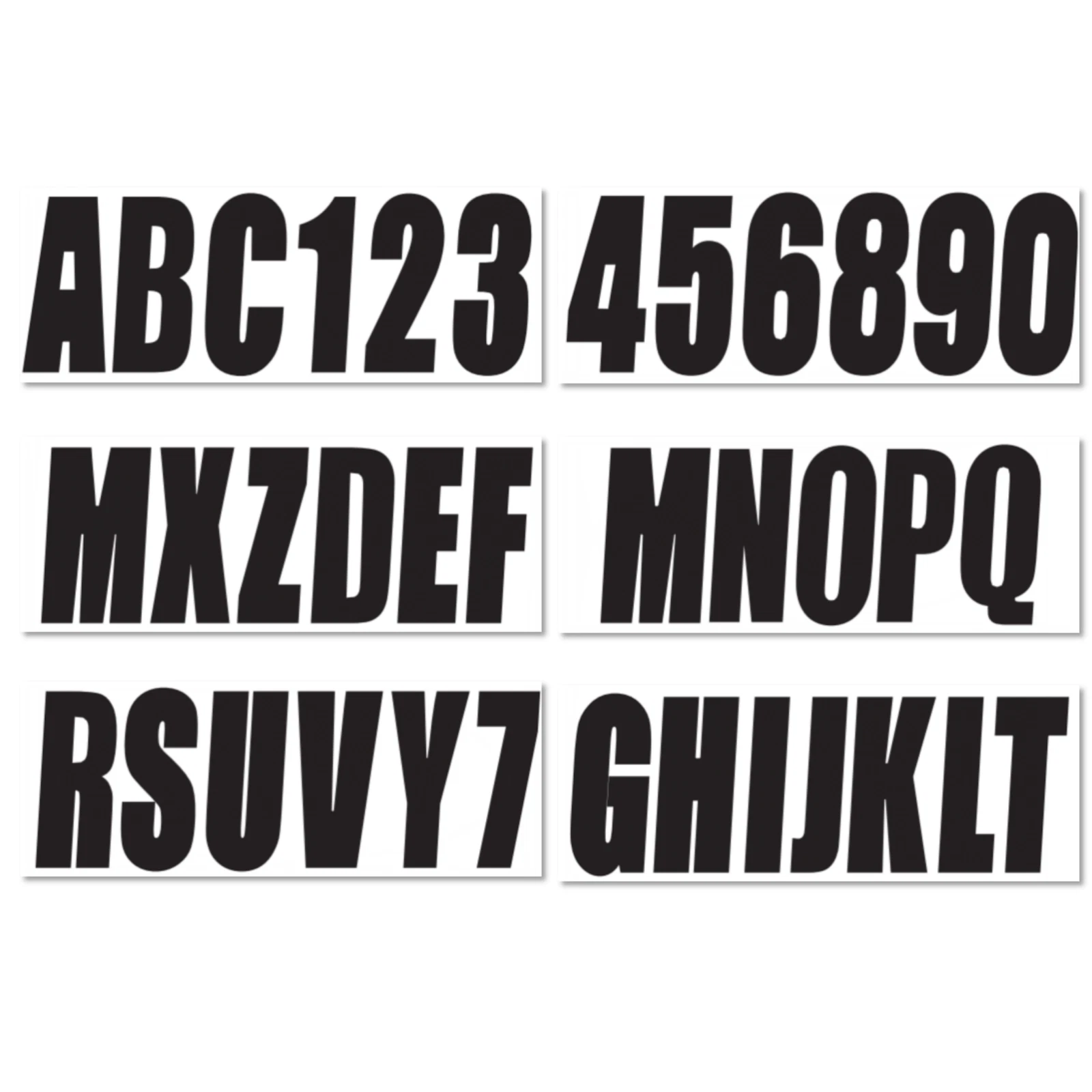 Set of 4 Boat Registration Decal Stickers A-Z & 0-9 Black