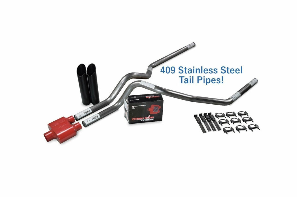Dual Exhaust Kit for Chevy GMC 1500 (1996–1999) - 2.5" Stainless, Black Tip