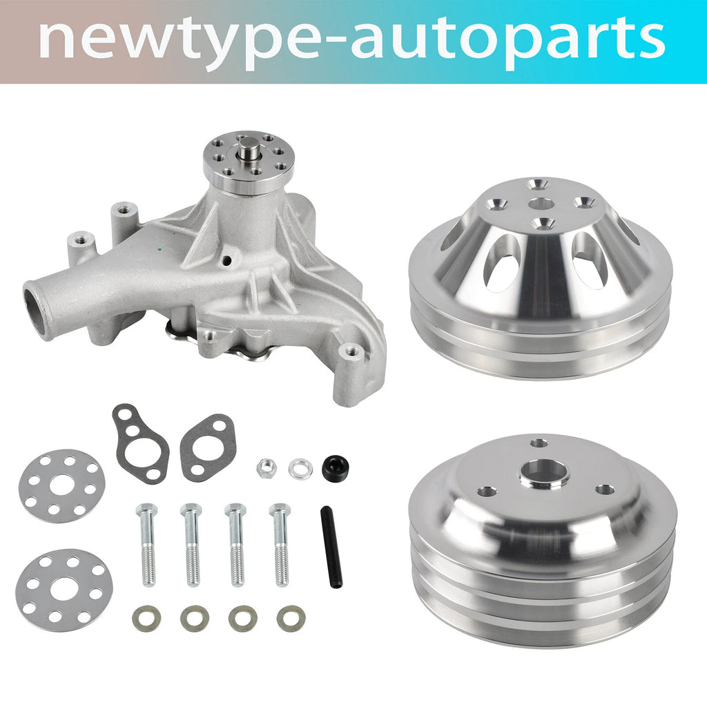 Long Water Pump & 2/3 Groove Pulley & Crankshaft Pulley for Chevy SBC 350
