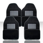 Set of 4 Universal Front and Rear Floor Mats - Black Carpet w/Heel Pad
