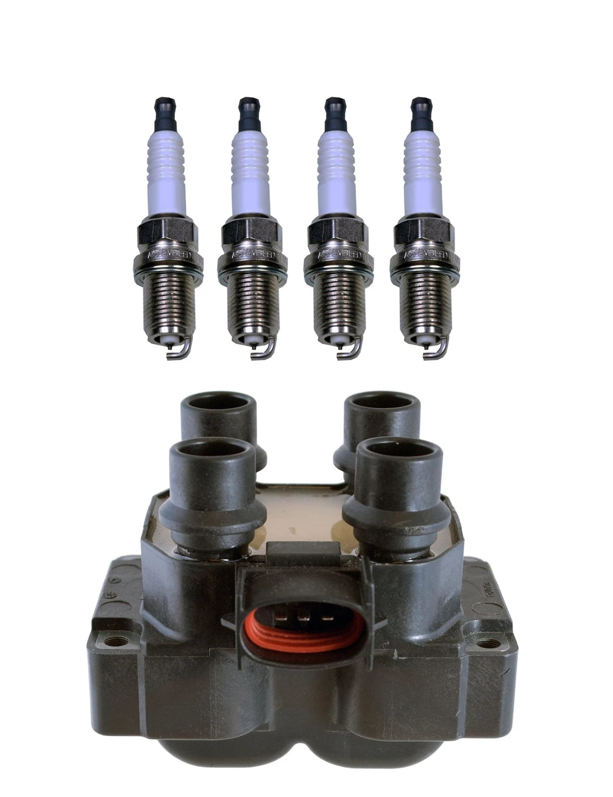 Denso Ignition Coil & 4 Double Platinum Spark Plugs Kit for Mazda 626 (1998–2002)