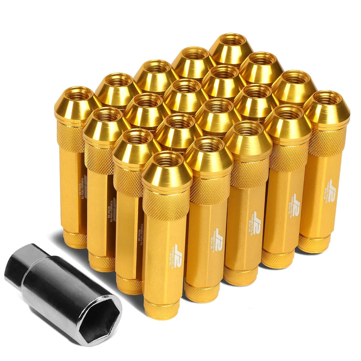 20Pcs J2 7075 Forged Aluminum M12x1.5 Open-End Lug Nut Set w/Adapter for