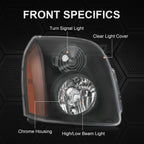2X Black Headlights for GMC Yukon XL 1500 2500 Denali (2007–2014)
