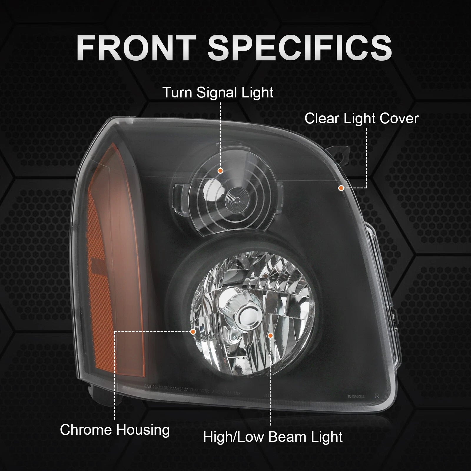 2X Black Headlights for GMC Yukon XL 1500 2500 Denali (2007–2014)