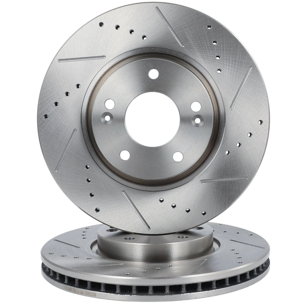Front Brake Drilled & Slotted Rotors & Ceramic Pads for Hyundai Tucson (2010–2023)