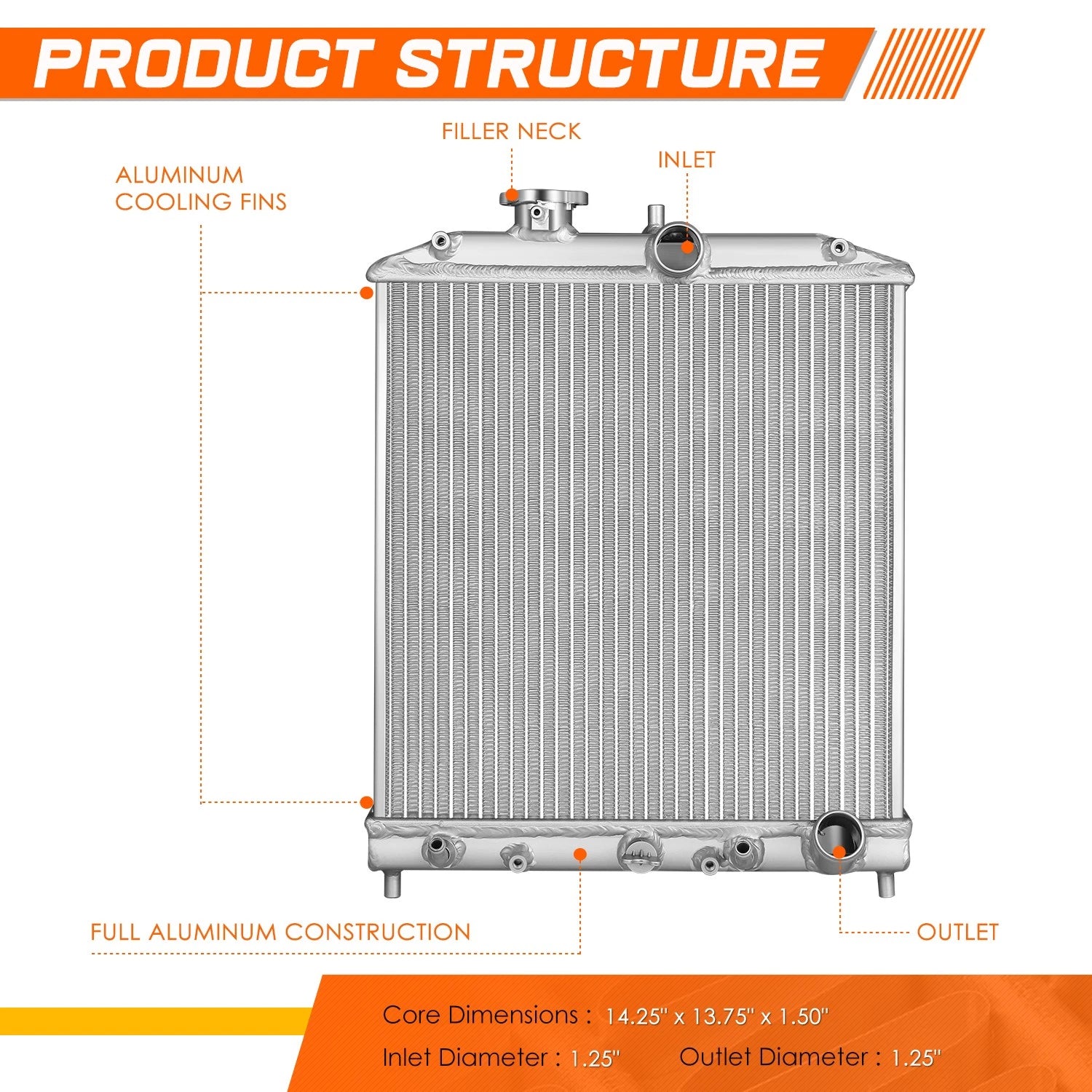 2-Row Aluminum Racing Radiator for Honda Civic/Acura Integra (1992–2001)