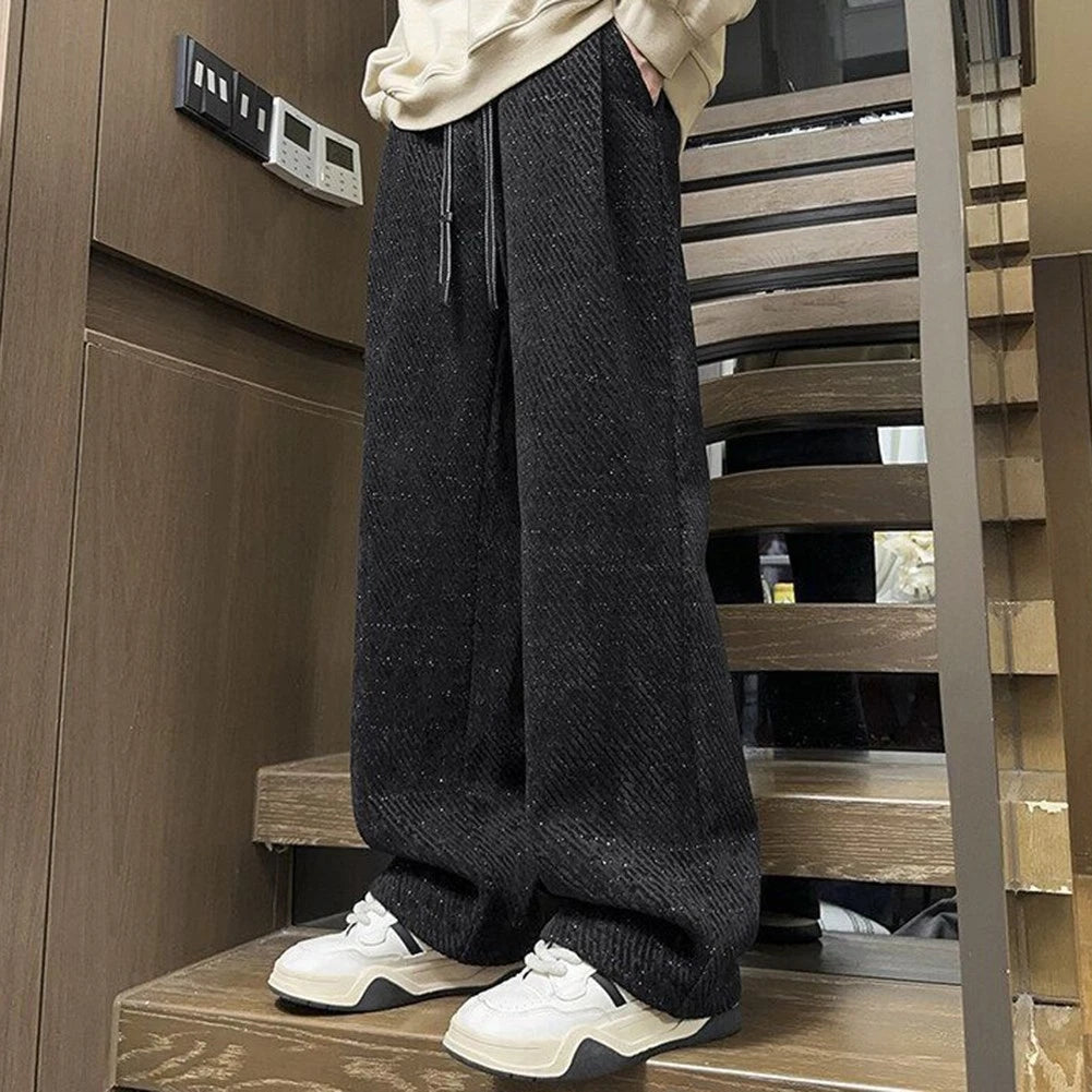 Set of 2 Men’s Straight Suit Pants Loose Fit Solid Color