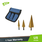 Set of 3 HSS Steel Step Cone Drill Bits for Automotive Use