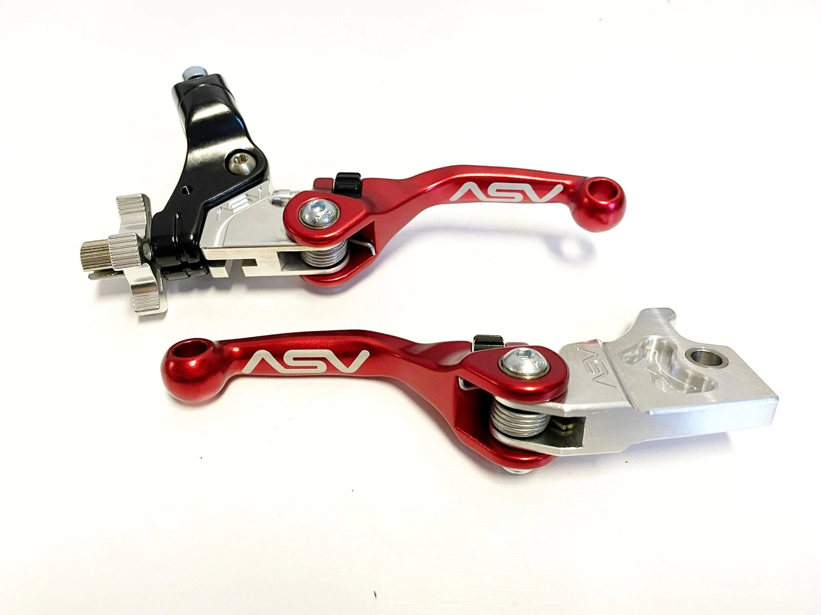 ASV F4 Shorty Front Brake Clutch Perch Levers Red Pair for Yamaha Raptor 660 (2001–2005)