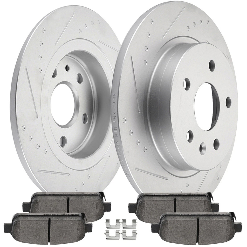 Set of 4 Slotted Ceramic Brake Pads & Rotors for Chevy Cruze Sonic Trax