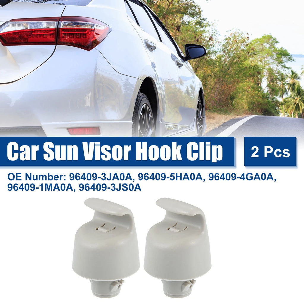 2X Sun Visor Clip for Nissan  - Plastic Hook Retainer Gray
