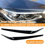 Pair Black Headlight Eyelid Eyebrow Trims for BMW 5 Series G30 G31 (2017–2021)