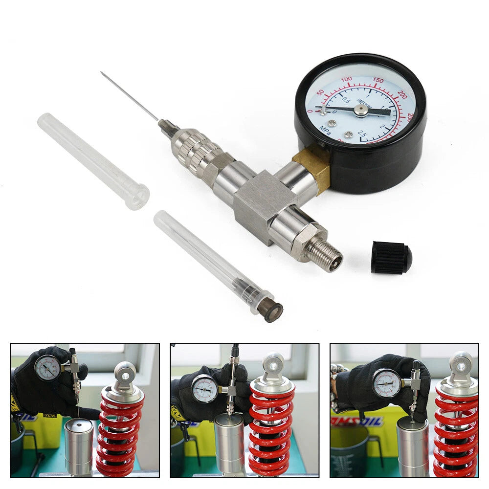 350PSI Stainless Steel Suspension Shock Nitrogen Fill Tool Pressure Gauge