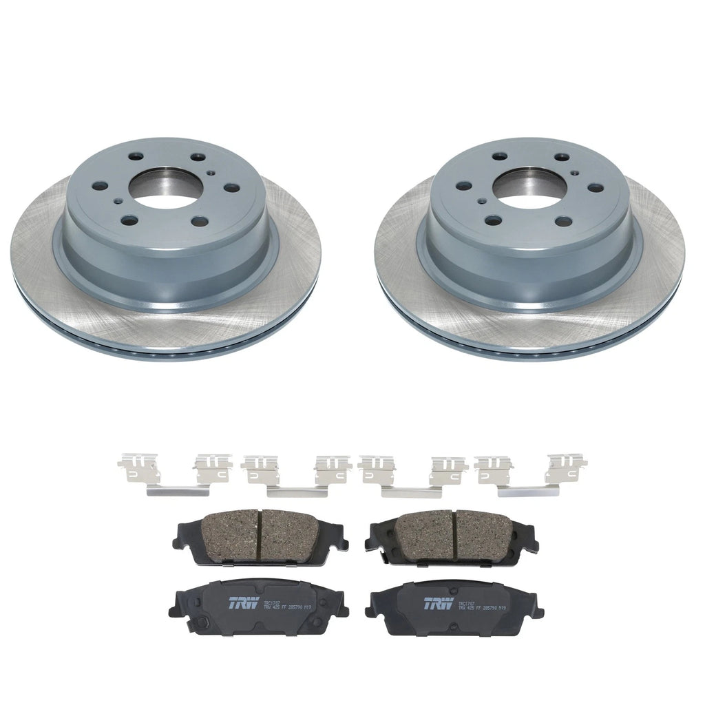 Set of 2 DuraGo Rear Rotors & TRW Pro Ceramic Disc Brake Pads for Sierra Tahoe Yukon XL (2007–2014)