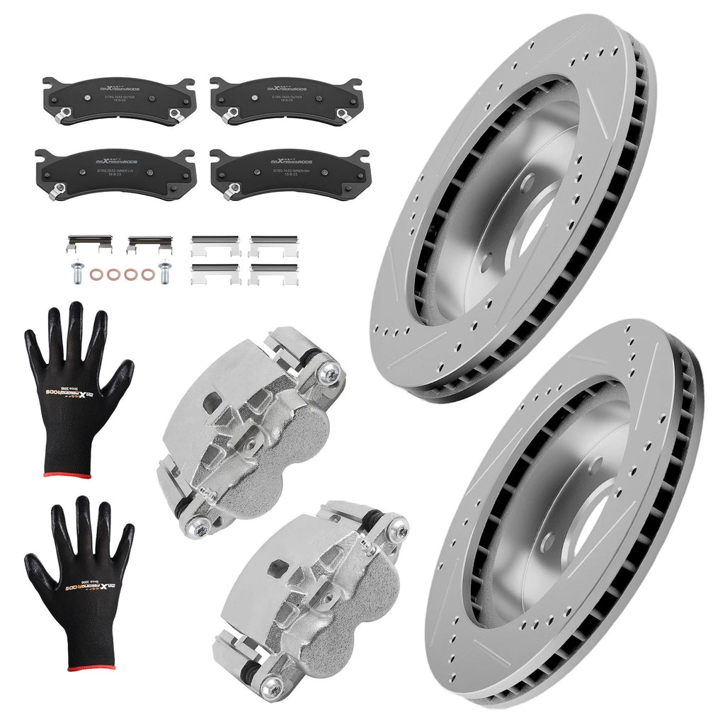 Front Drilled Rotors Brake Calipers Pads Kit for Chevy Silverado 1500 (1999–2006)