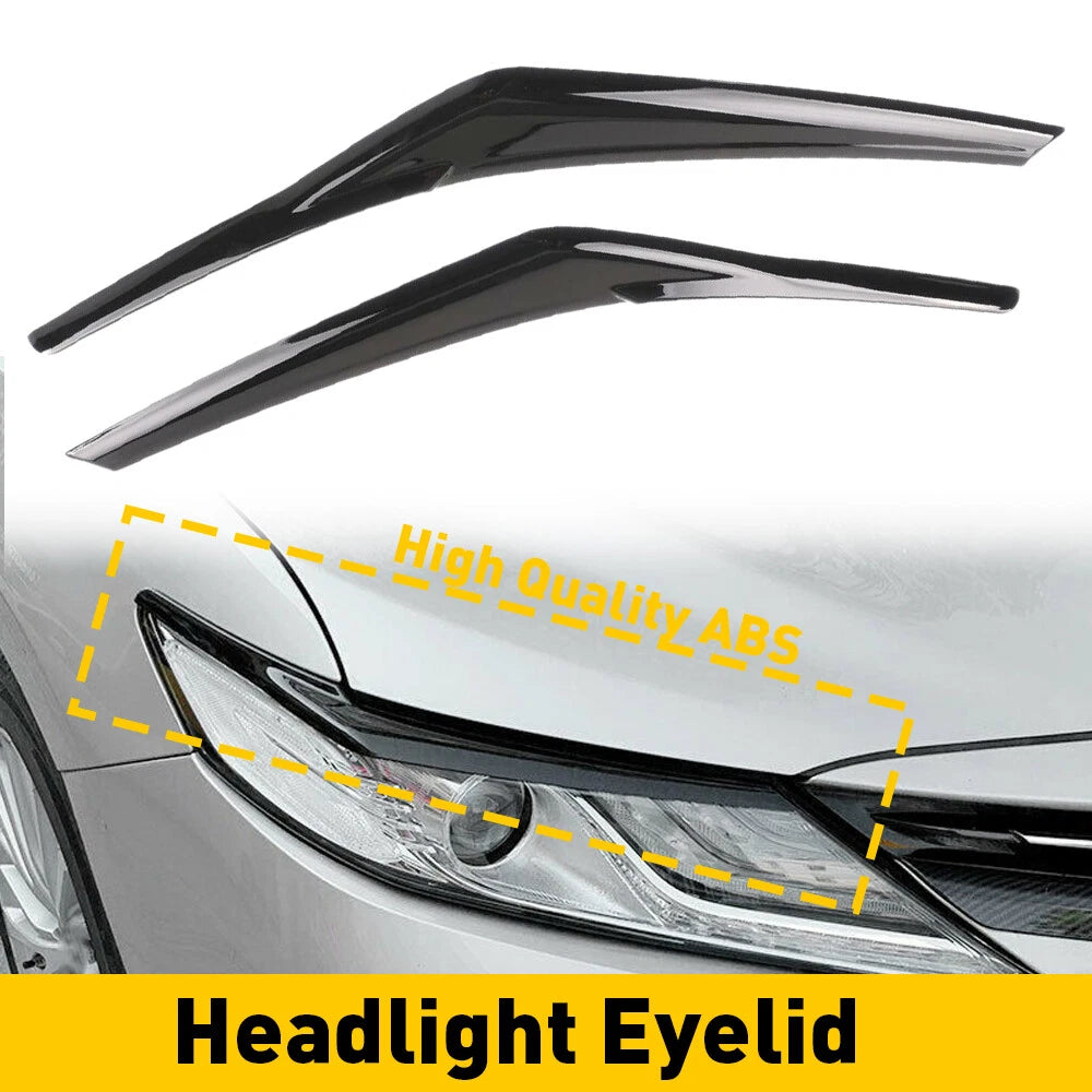 Black Headlight Eyelid Cover Trim for Toyota Camry SE XSE (2018–2022)