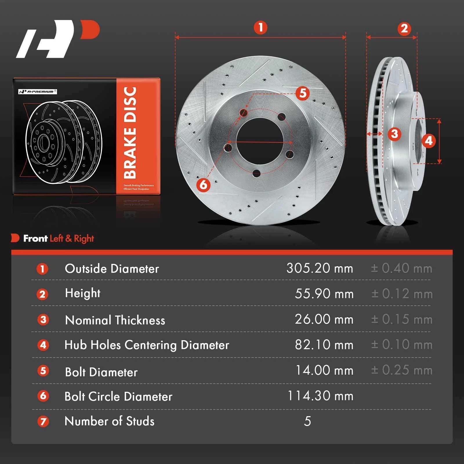 Front Drilled Brake Rotors for Ford Explorer Mercury Mountaineer (2002–2005)