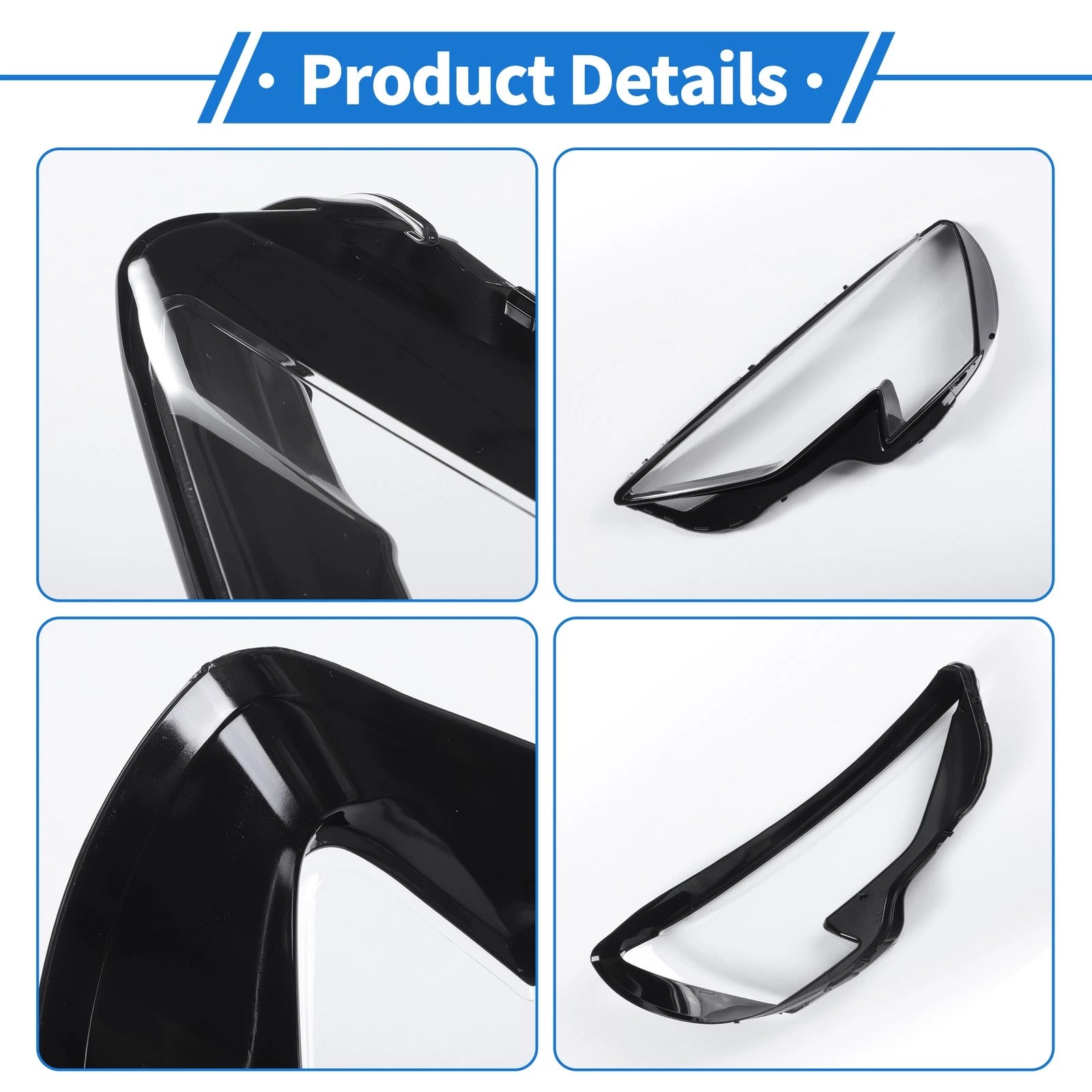 1 Pc Headlight Lens Cover for Audi A3 (2020–2022) Black